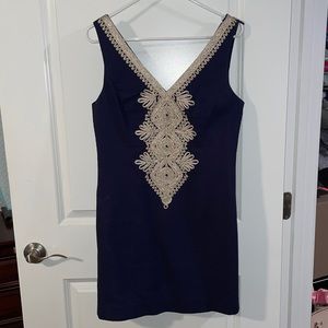Lilly Pulitzer Navy and Gold Dress, Size 6